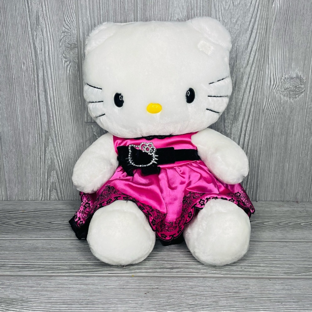 Sanrio hello kitty build a bear 2010 with pink & black lace dress collectible